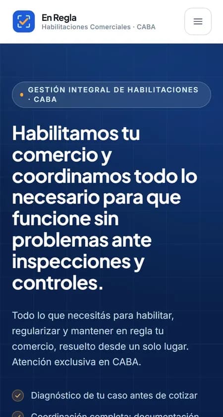 Web de En Regla · Habilitaciones comerciales en un celular